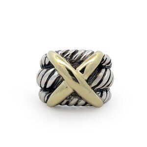 Sterling Silver/14ky David Yurman X Collection Wide Triple Row Dome Ring